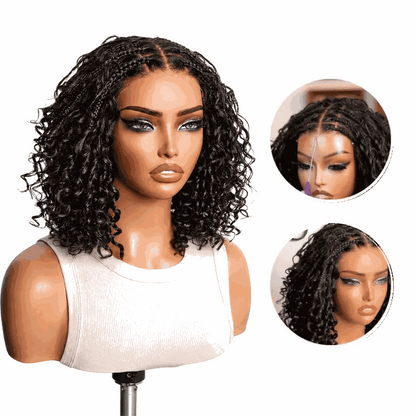 ✨13x6 HD Lace Wig Glueless Wear & Go 12” Boho Braids Water Wave Pre-Cut Lace Wig – Premium Fiber, Beginner Friendly